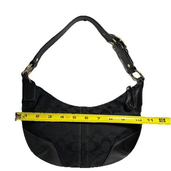 Y2K Coach Hampton Signature Jacquard Shoulder Hobo Bag Black Small Purse # 11371 - Picture 3 of 16